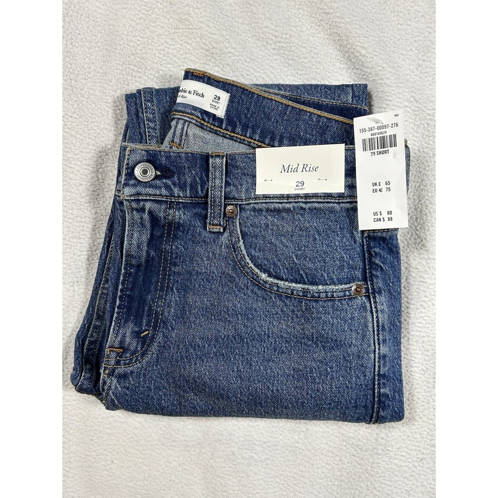 NWT Abercrombie & Fitch Women's Jeans Sz 29 Blue Denim Mid Rise Short